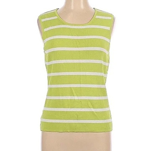 Knit Chic Green Striped Tank Top L - Picture 1 of 2